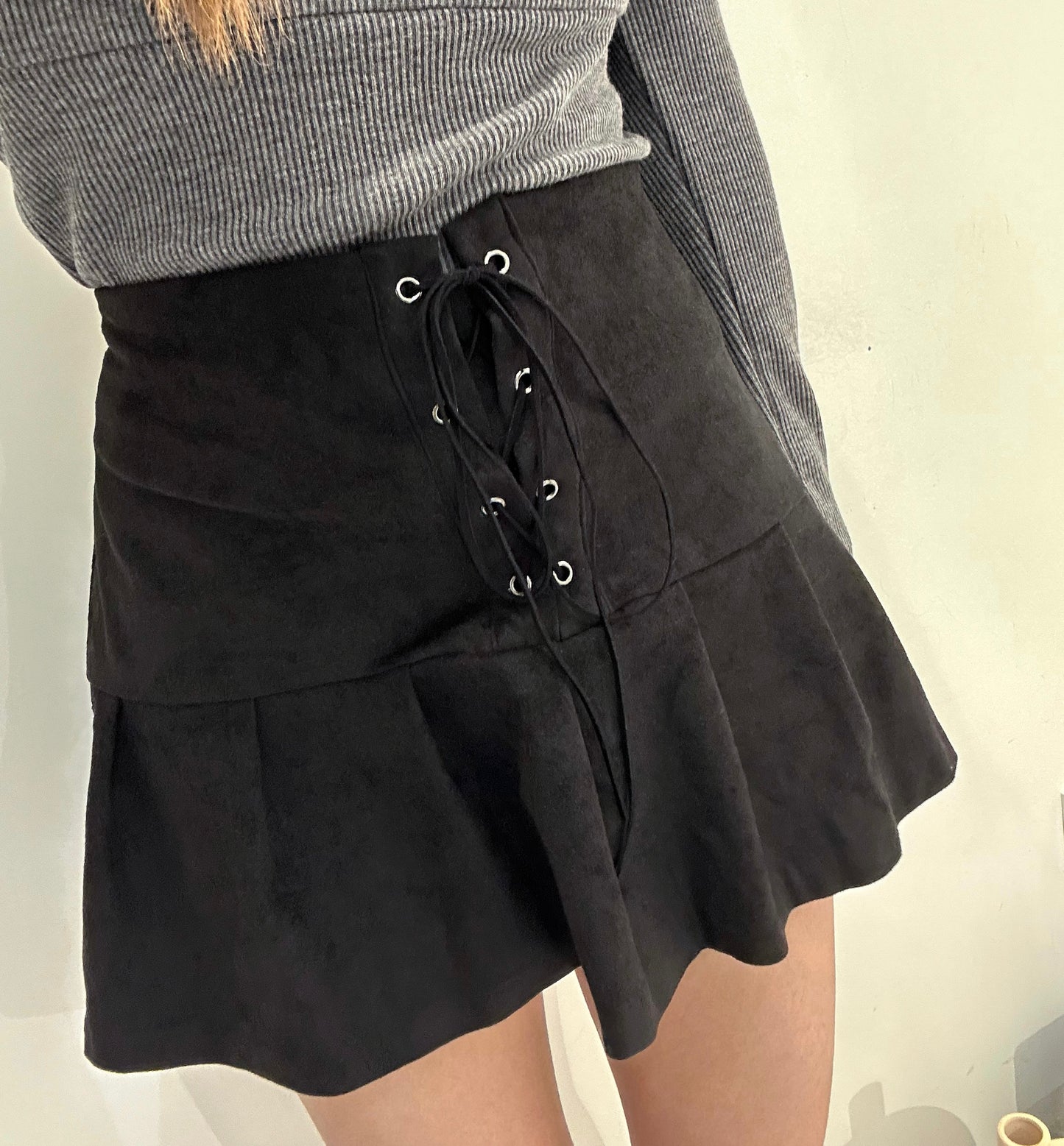 (KR) 麂布前綁繩魚尾裙|兩色入