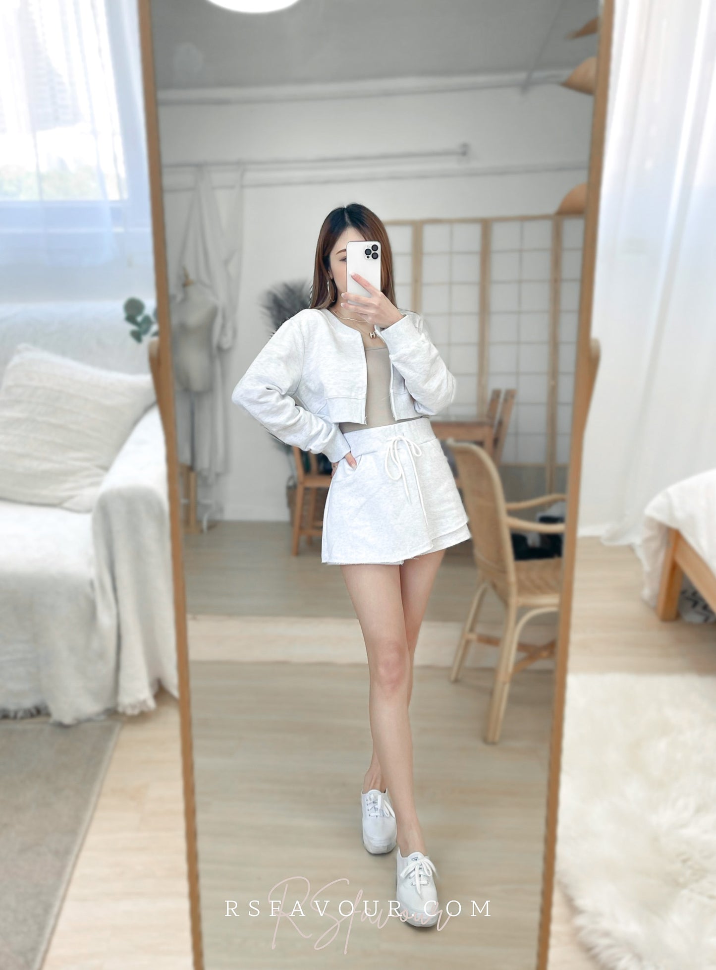 T60 短衛衣外套上衣( 淺灰 )