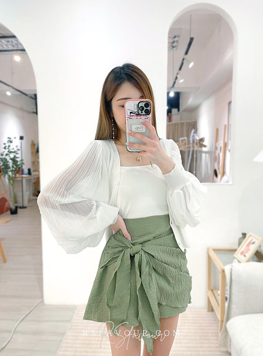 S06 前結短裙( 軍綠/黑 )