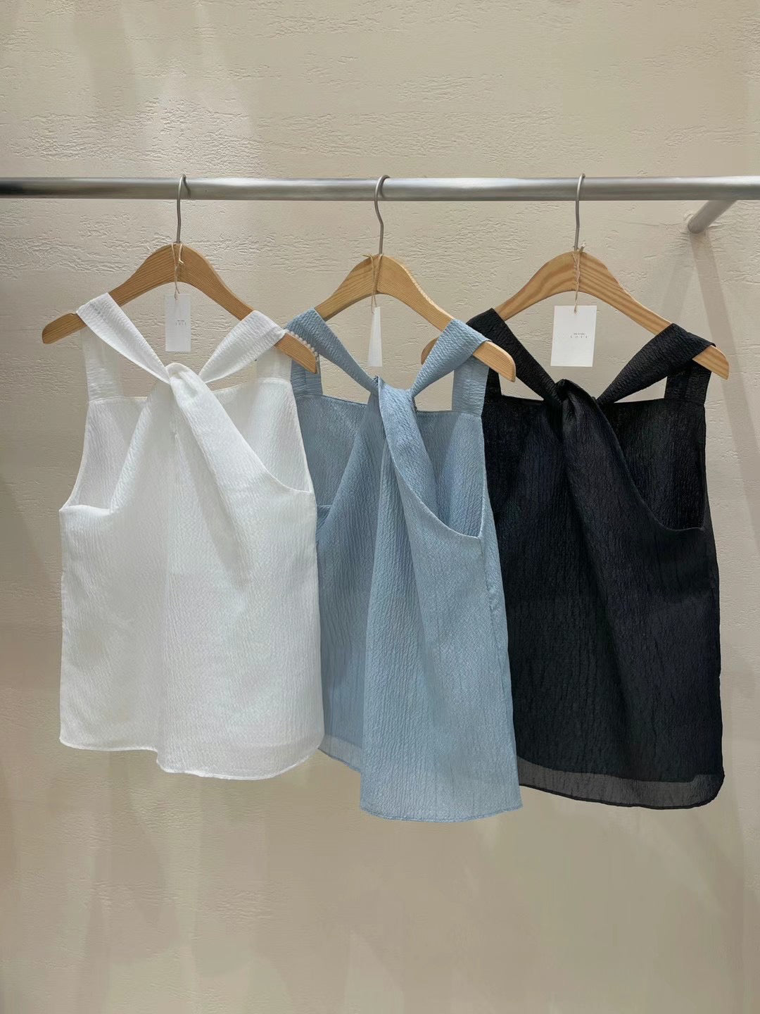 (KR) 扭結入膊雪紡混綿背心|三色入