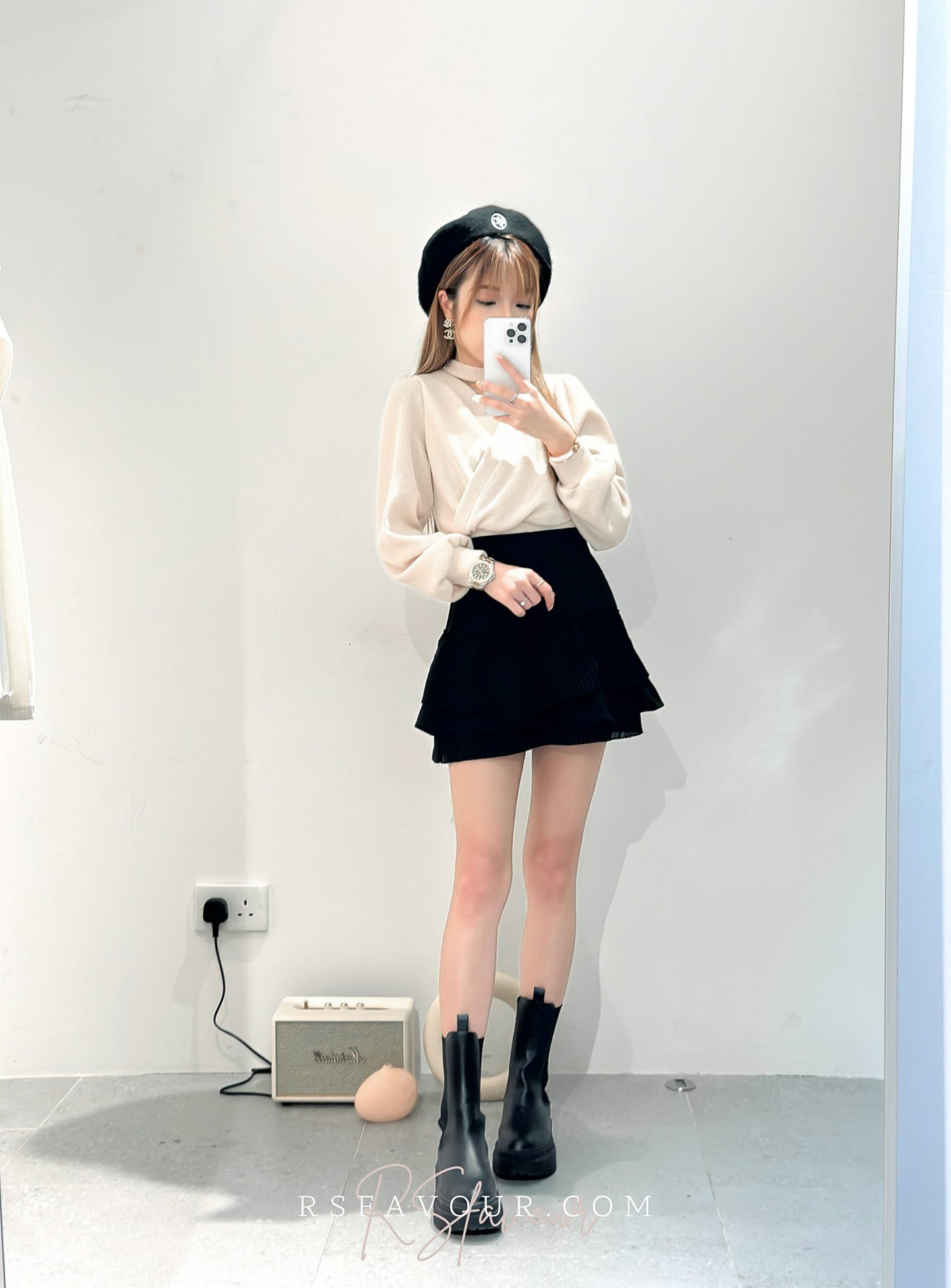 (KR) 雪紡層次微魚尾裙|兩色入