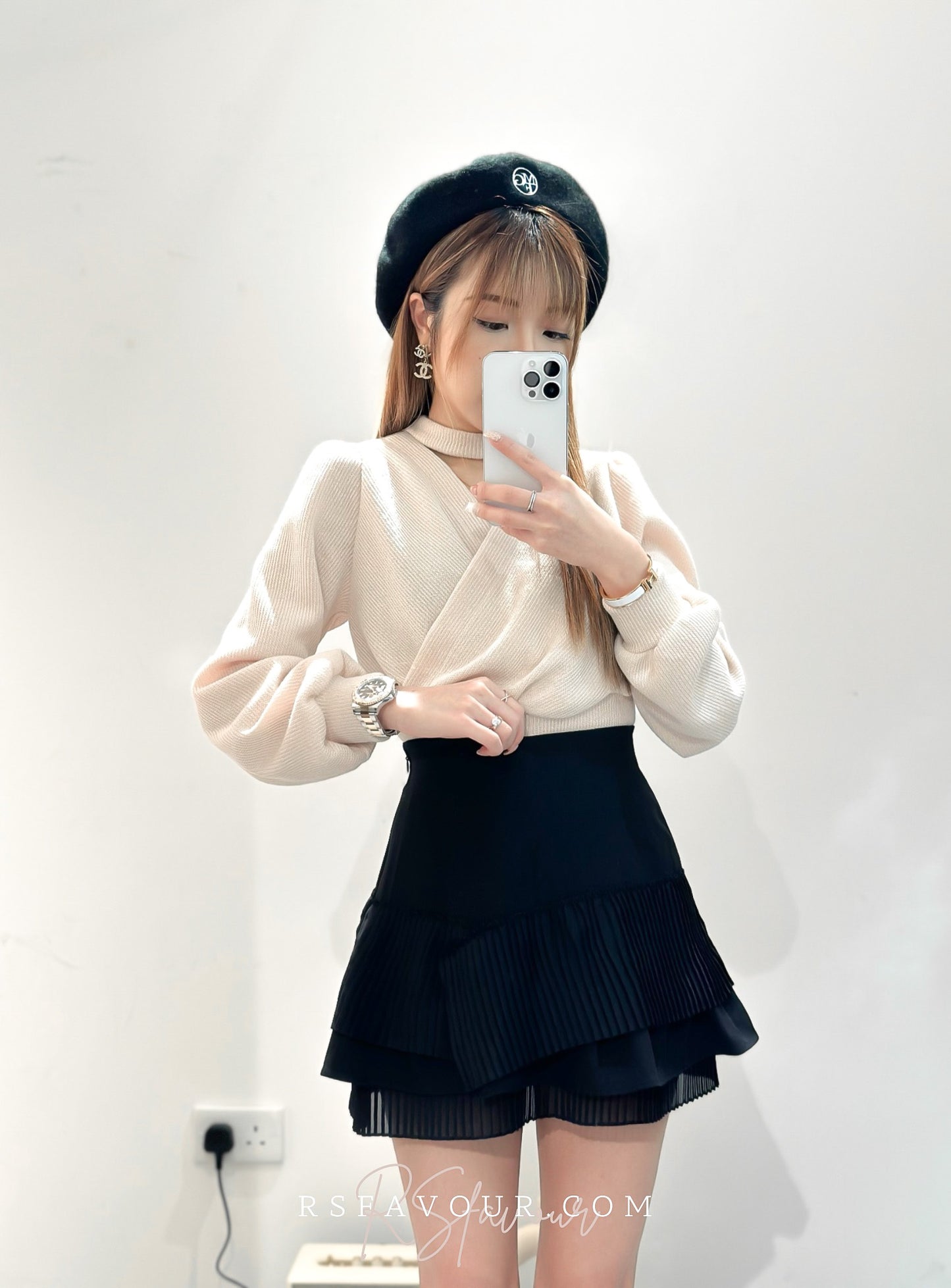 (KR) 雪紡層次微魚尾裙|兩色入