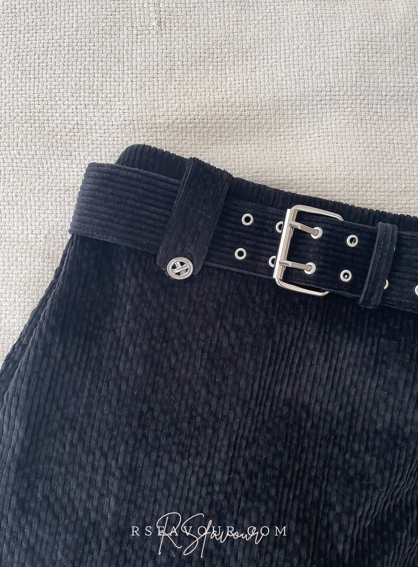 (KR) 連belt暗直紋裙褲|兩色入