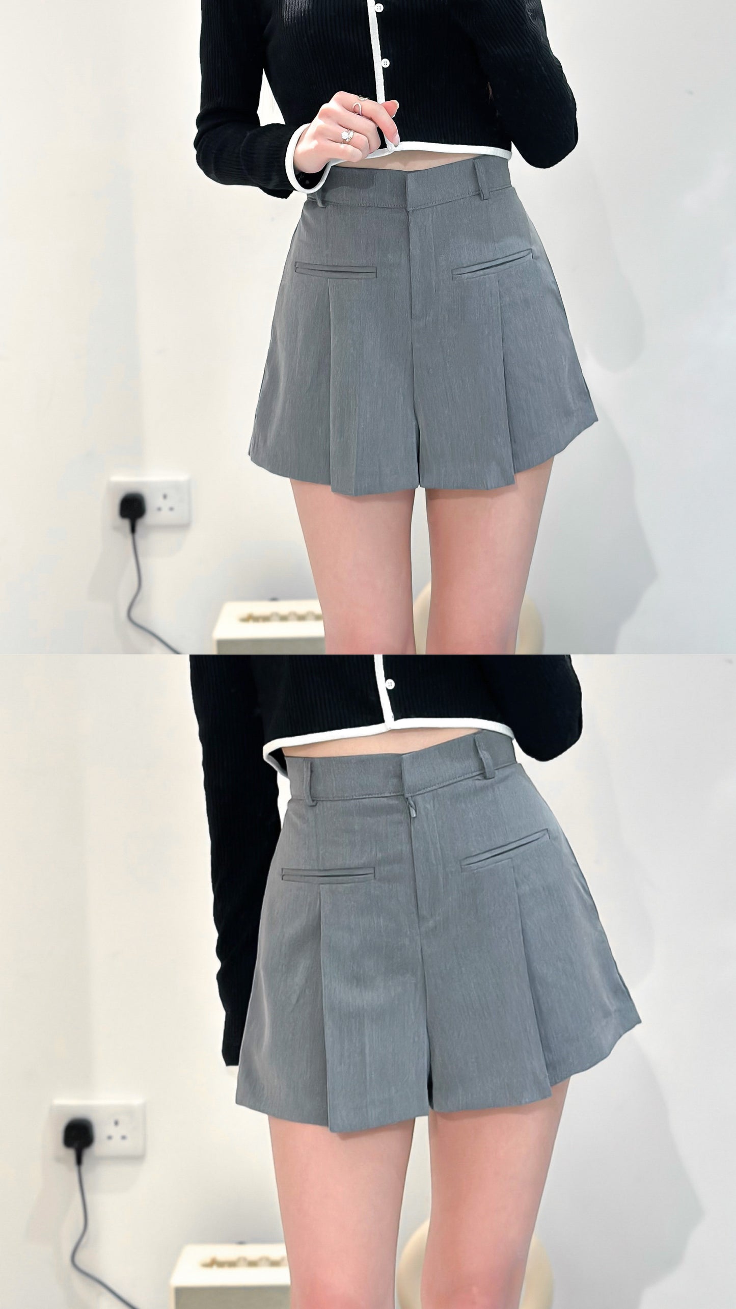 (KR) 高腰大百褶短褲|三色入