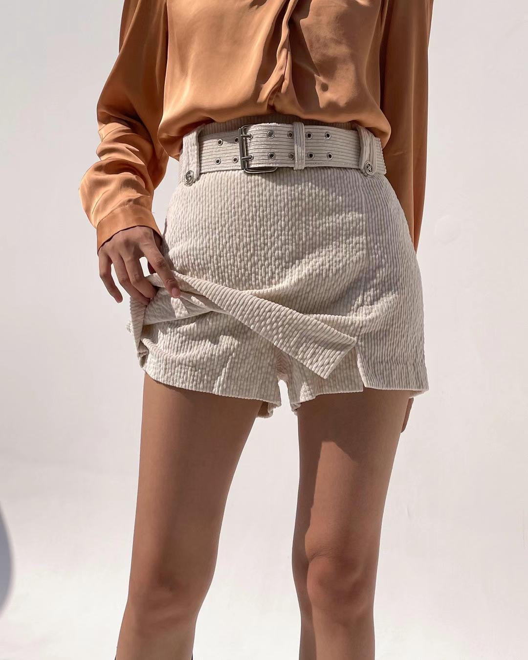 (KR) 連belt暗直紋裙褲|兩色入