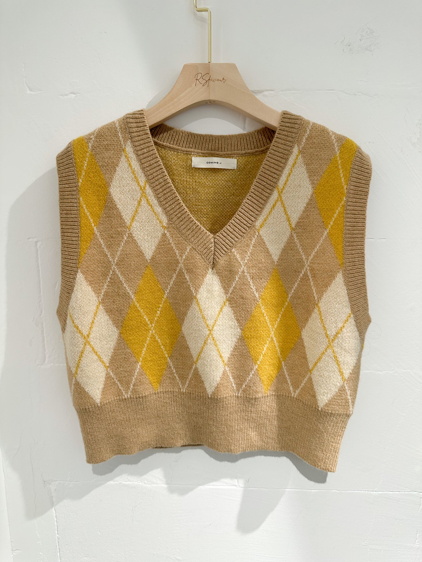 (KR) 菱格拼色針織背心|兩色入