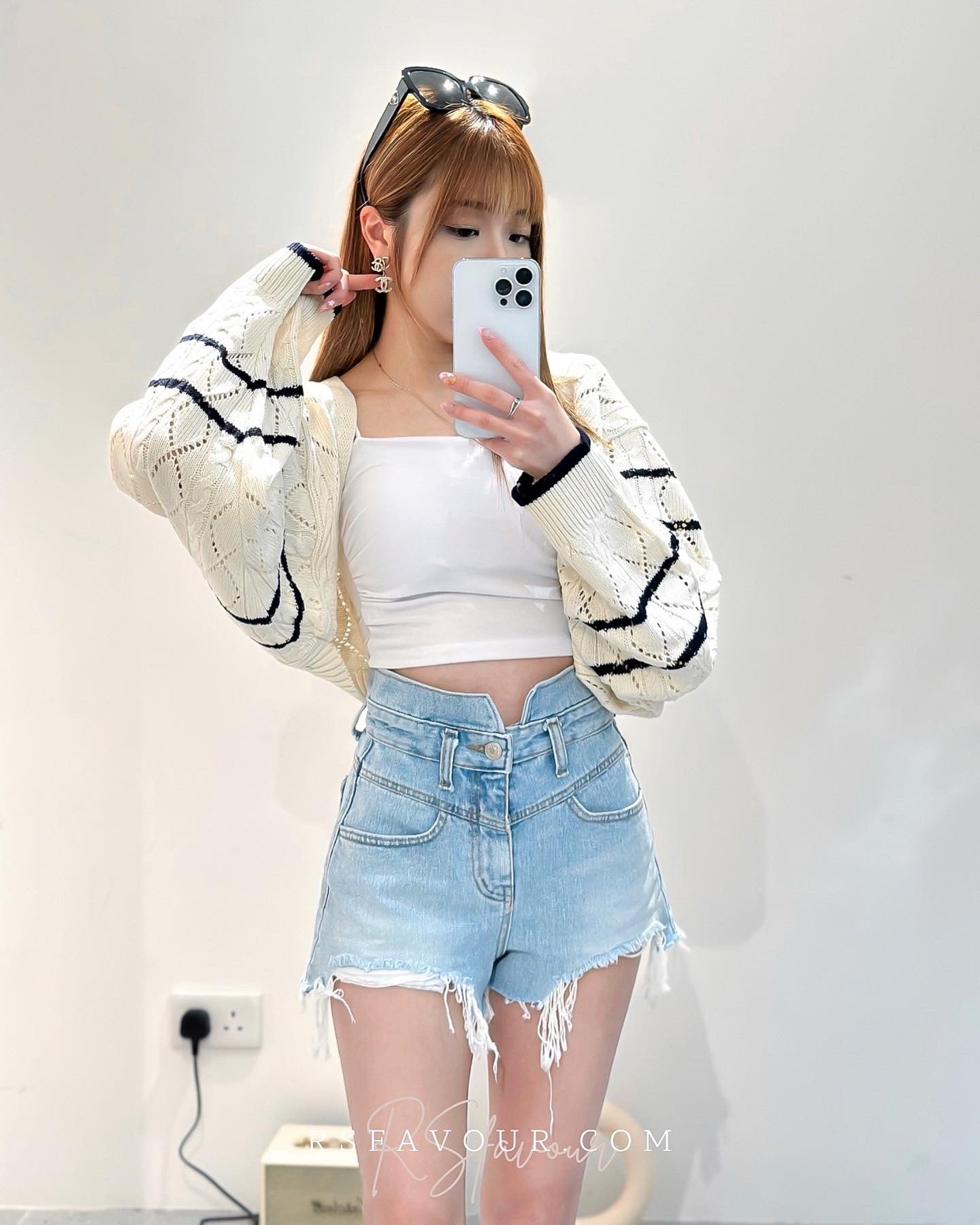 (KR) 雙間薄針織開胸外套|象牙白