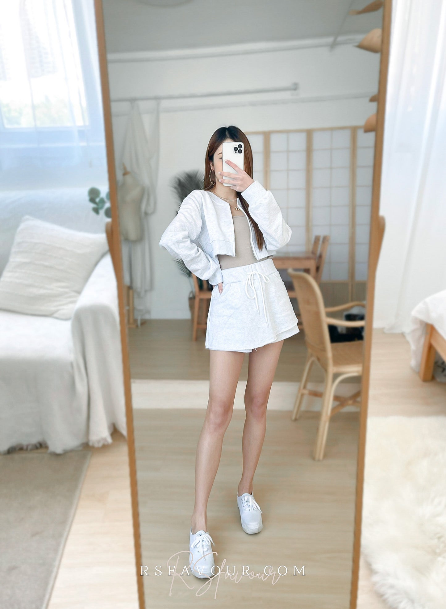 T60 短衛衣外套上衣( 淺灰 )