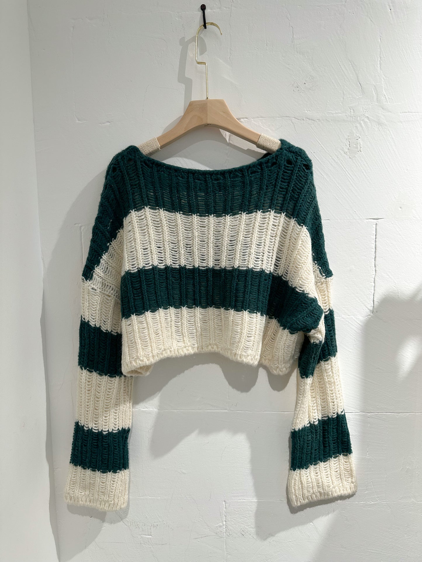 (KR) 橫間針織冷衫|深綠色