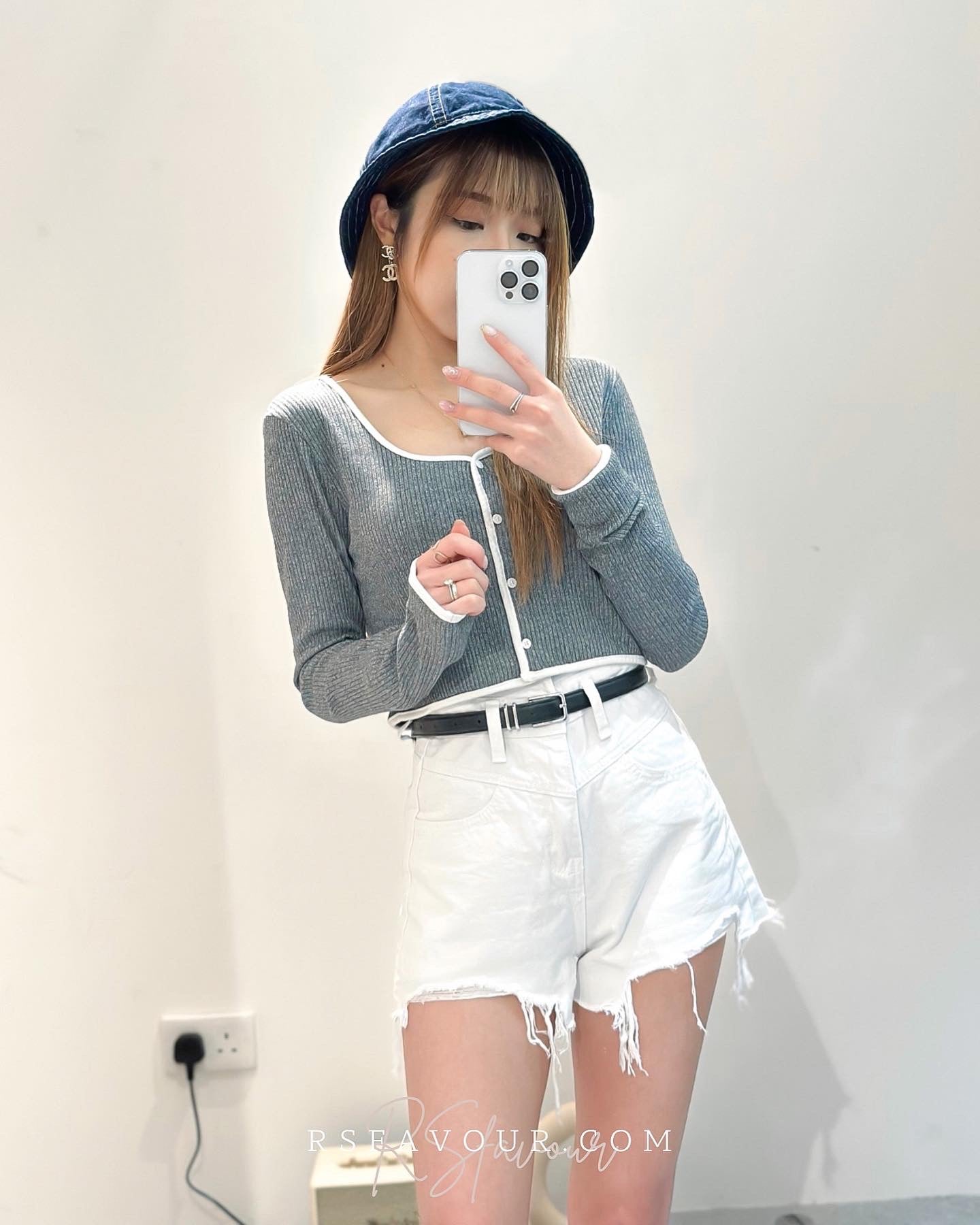 (KR) 高腰超顯瘦短牛|冰川白