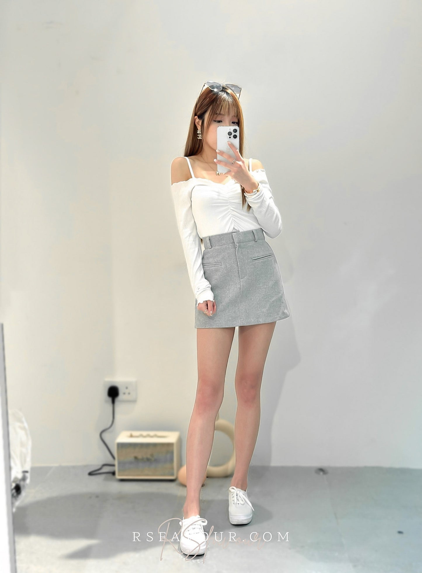 (KR) 一字膊兩件套上衣|三色入