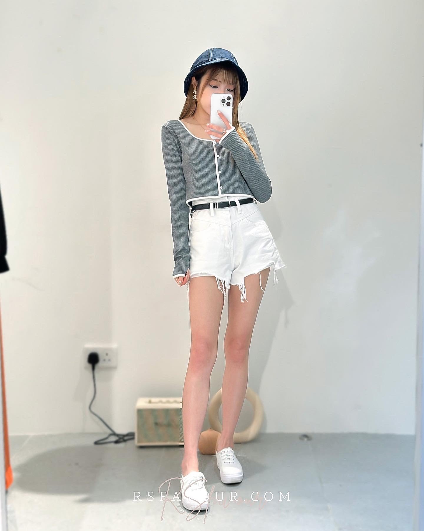 (KR) 高腰超顯瘦短牛|冰川白