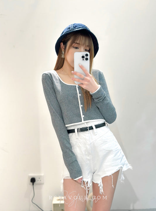 (KR) 撞色邊綿質上衣|三色入