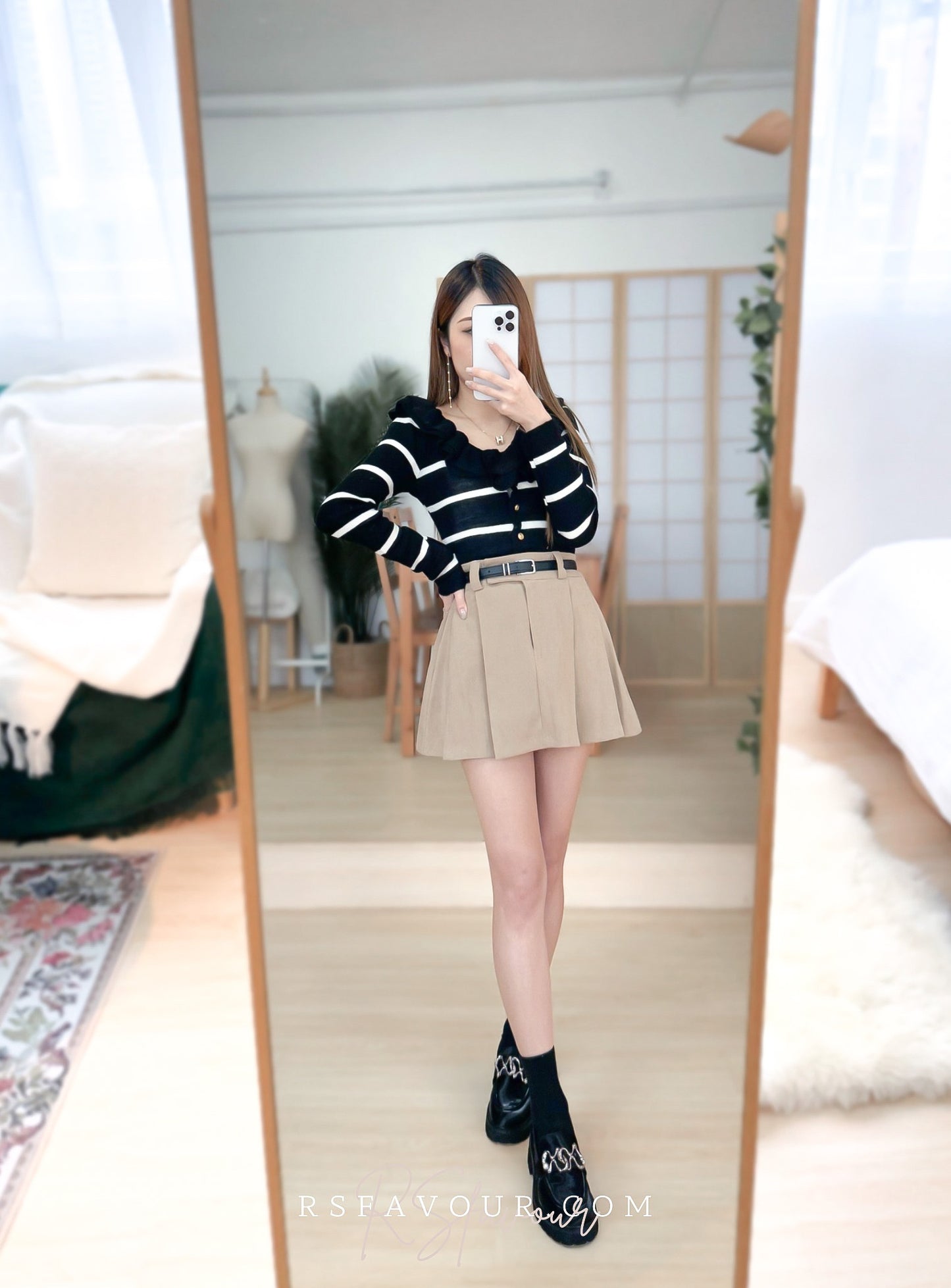 (KR) 超顯瘦高腰百褶裙|兩色入