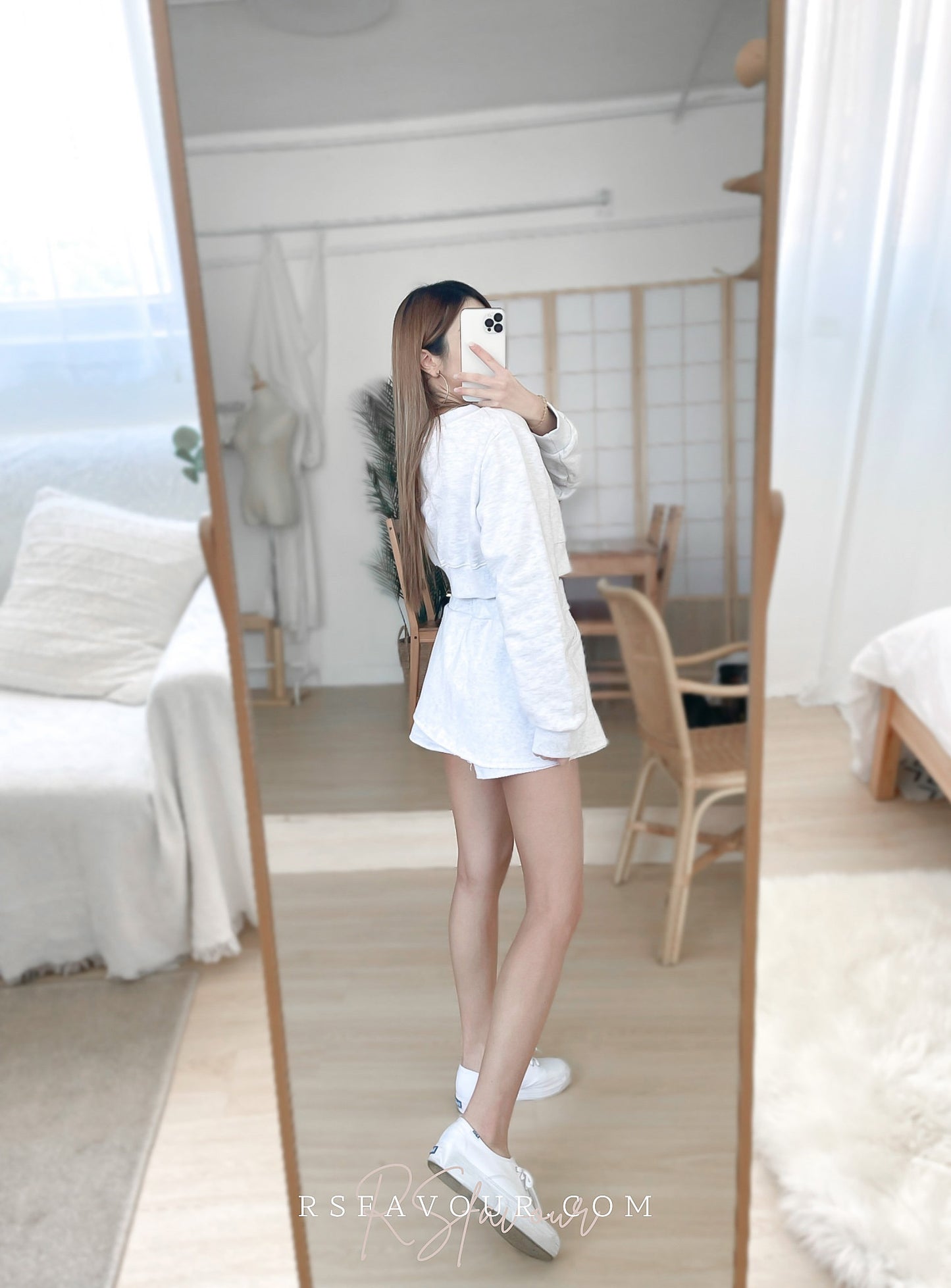 T60 短衛衣外套上衣( 淺灰 )