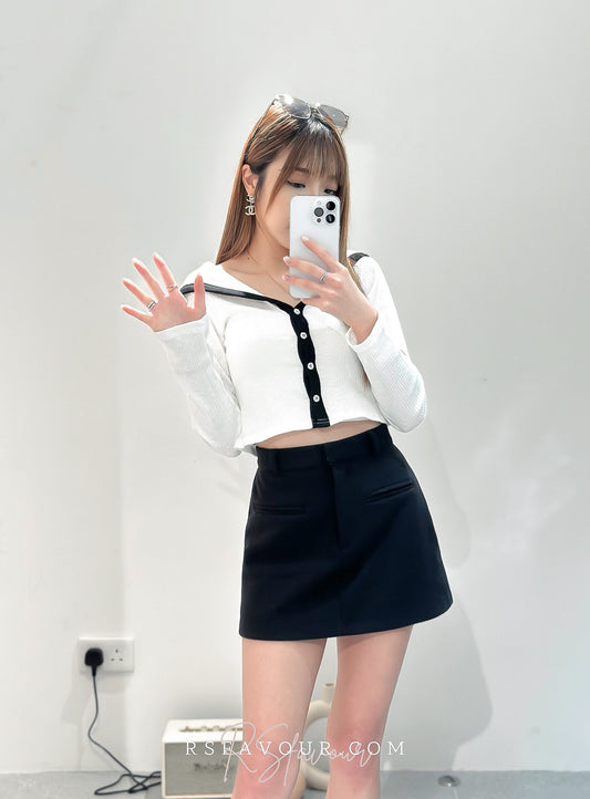 (KR) 大反領小香風外套上衣|三色入