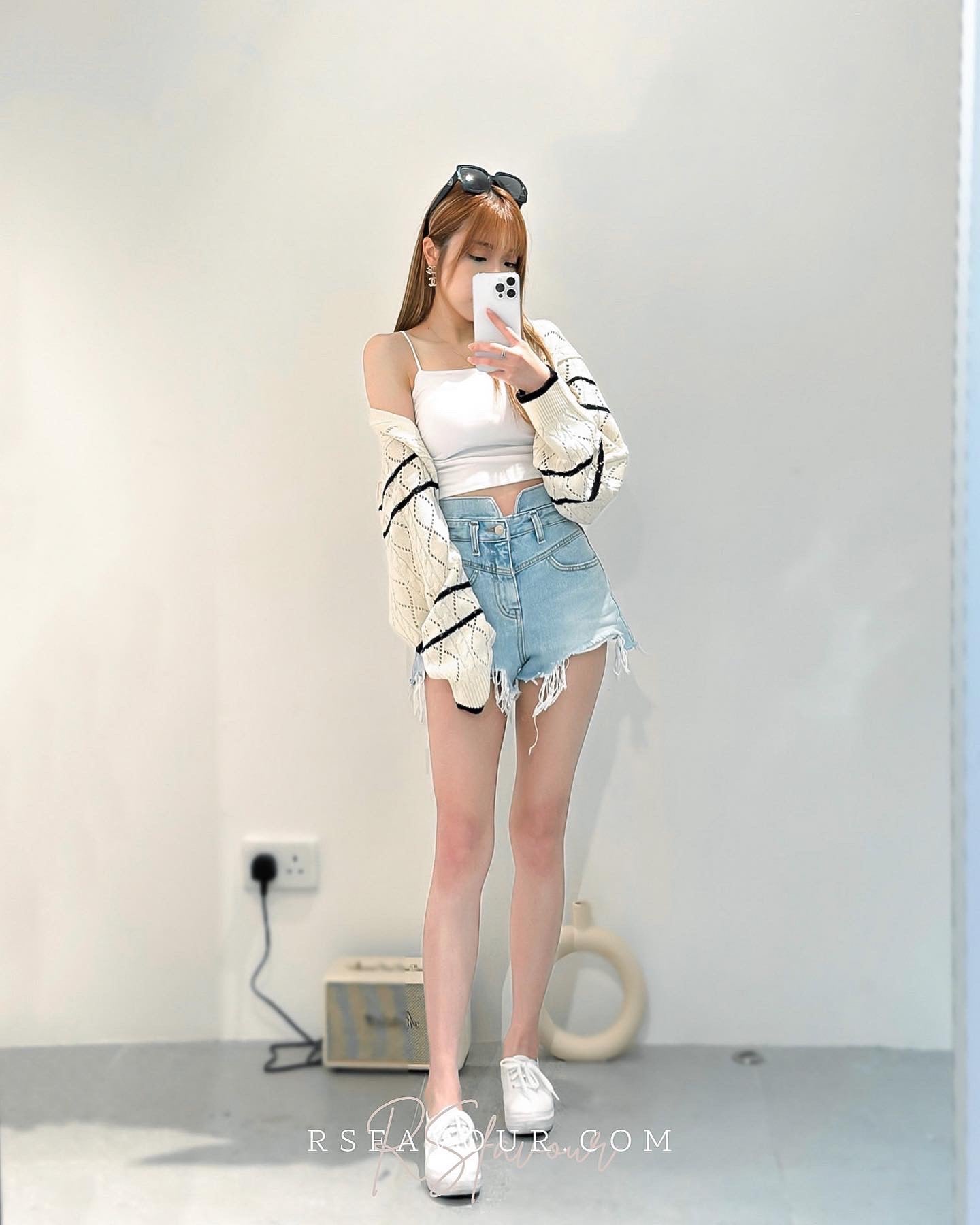 (KR) 雙間薄針織開胸外套|象牙白