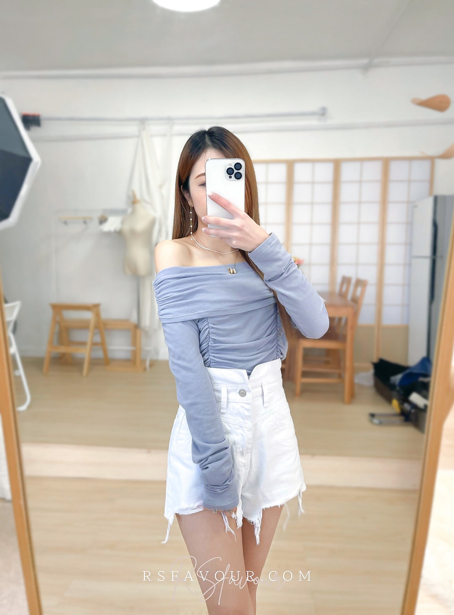 (KR) 一字膊上衣|五色入