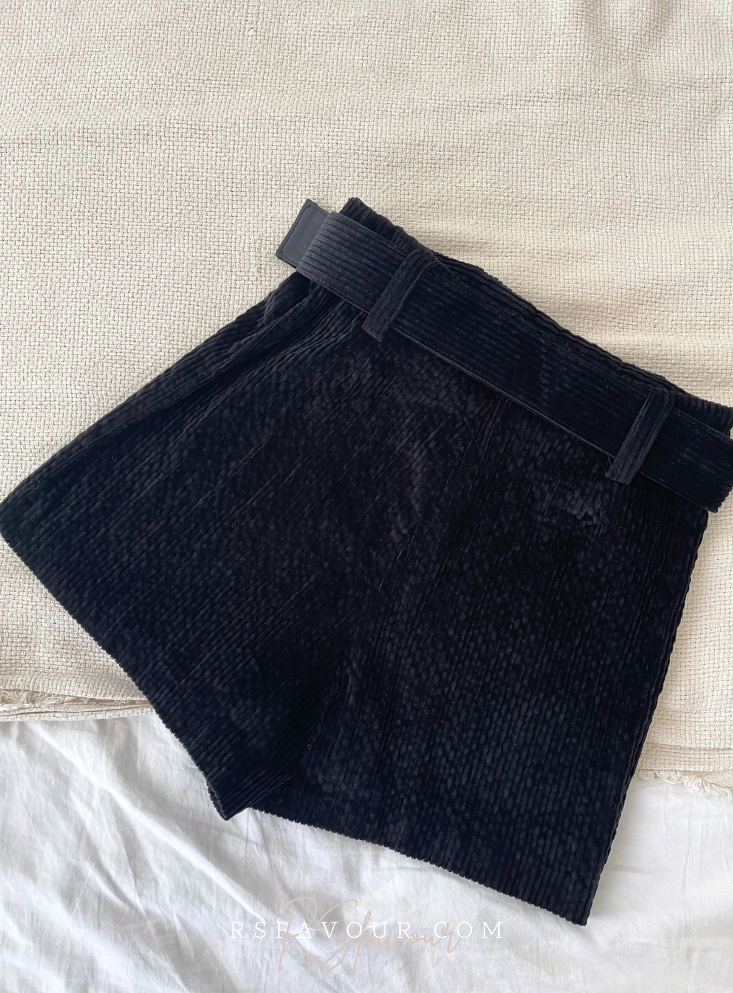 (KR) 連belt暗直紋裙褲|兩色入