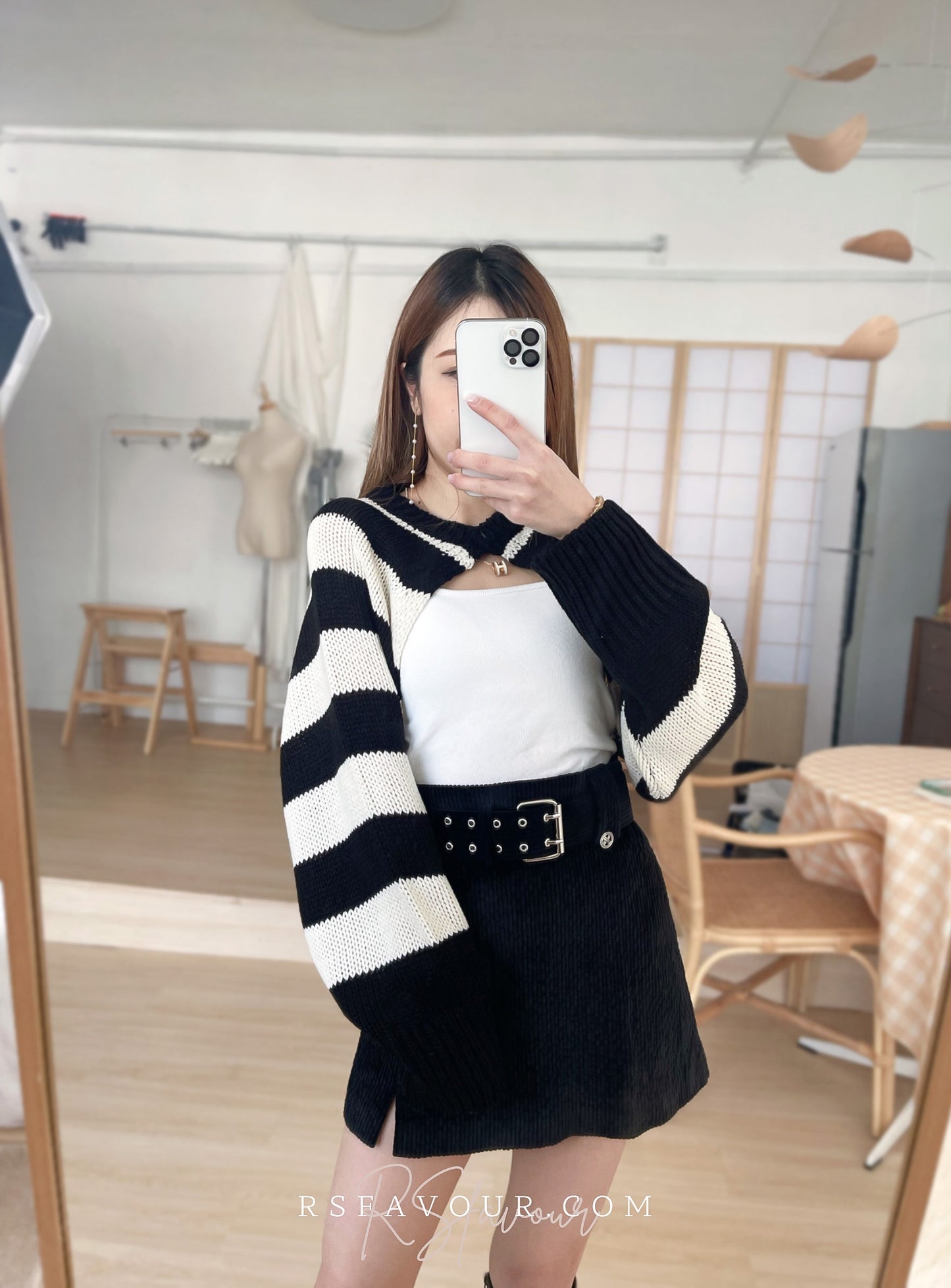 (KR) 粗間單鈕針織短外套|型格黑