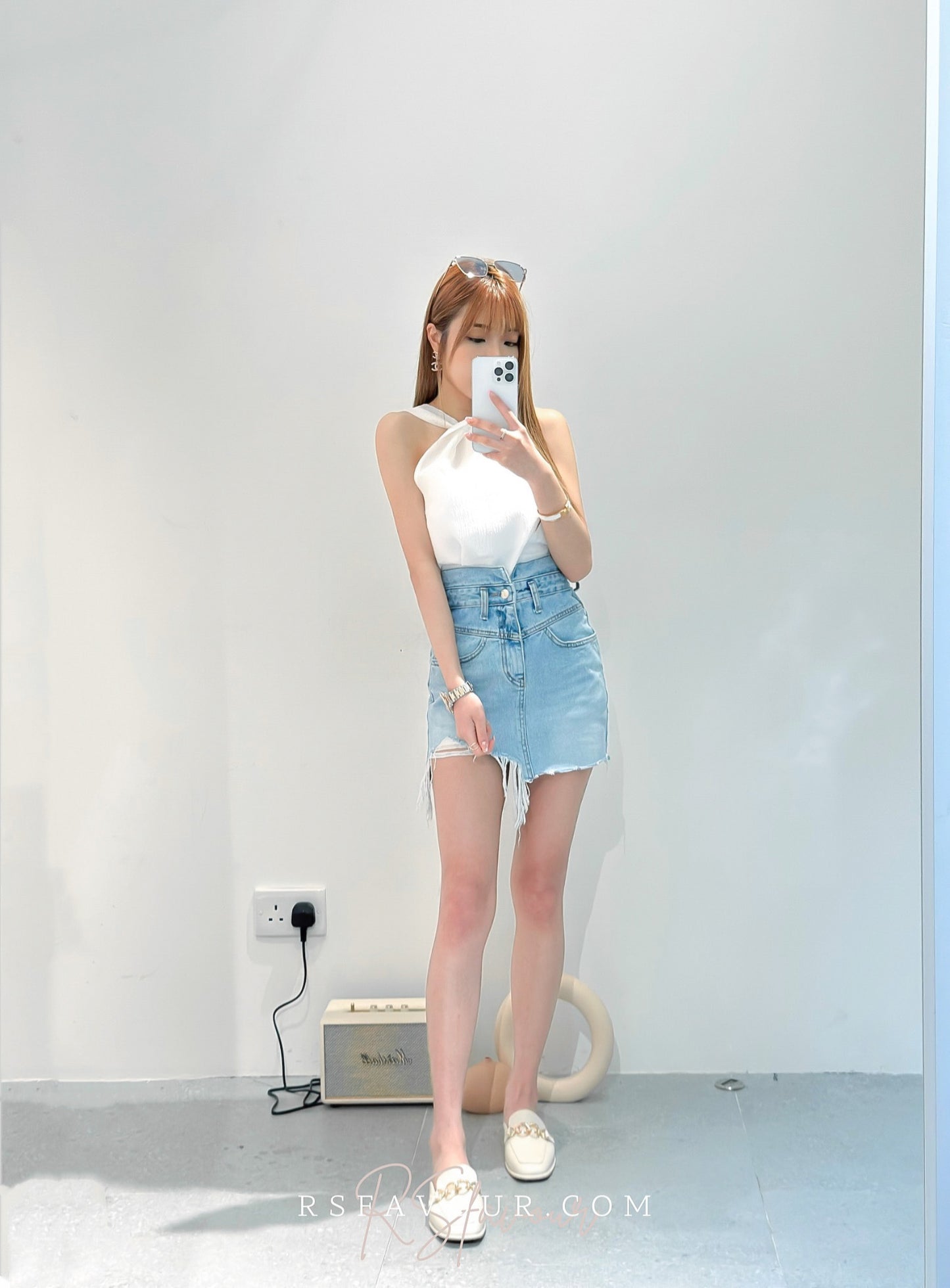 (KR) 扭結入膊雪紡混綿背心|三色入