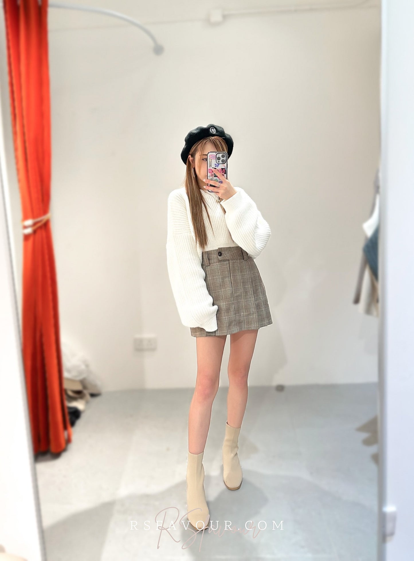 (KR) 英倫風格子百褶短裙|兩色入