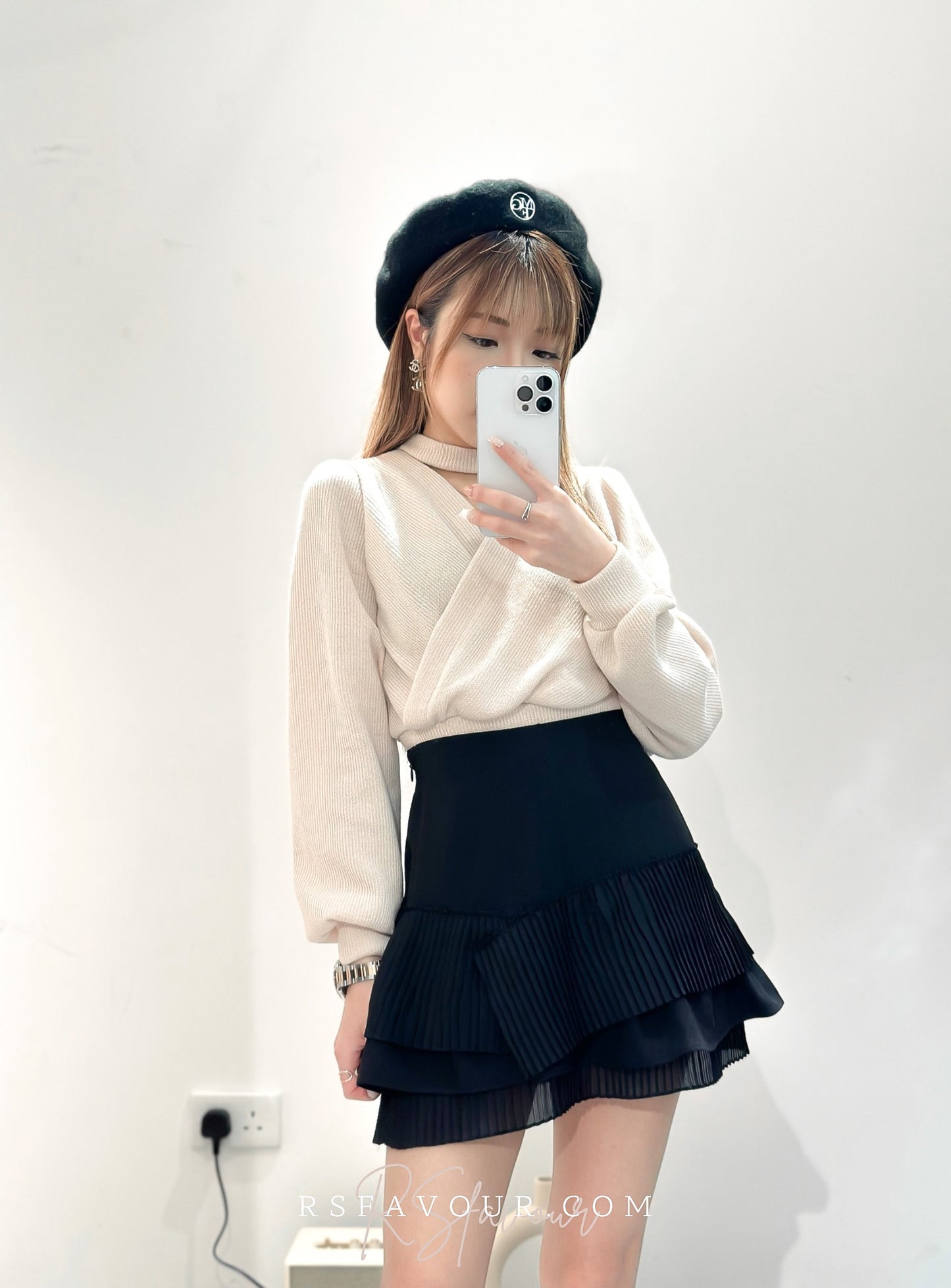 (KR) 雪紡層次微魚尾裙|兩色入