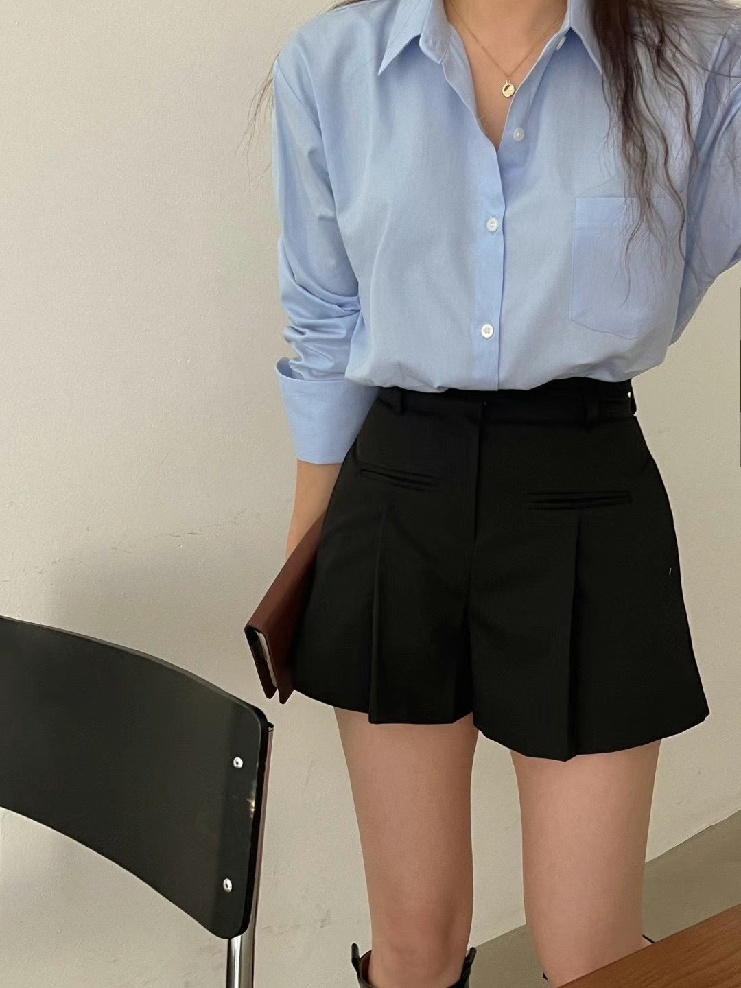 (KR) 高腰大百褶短褲|三色入