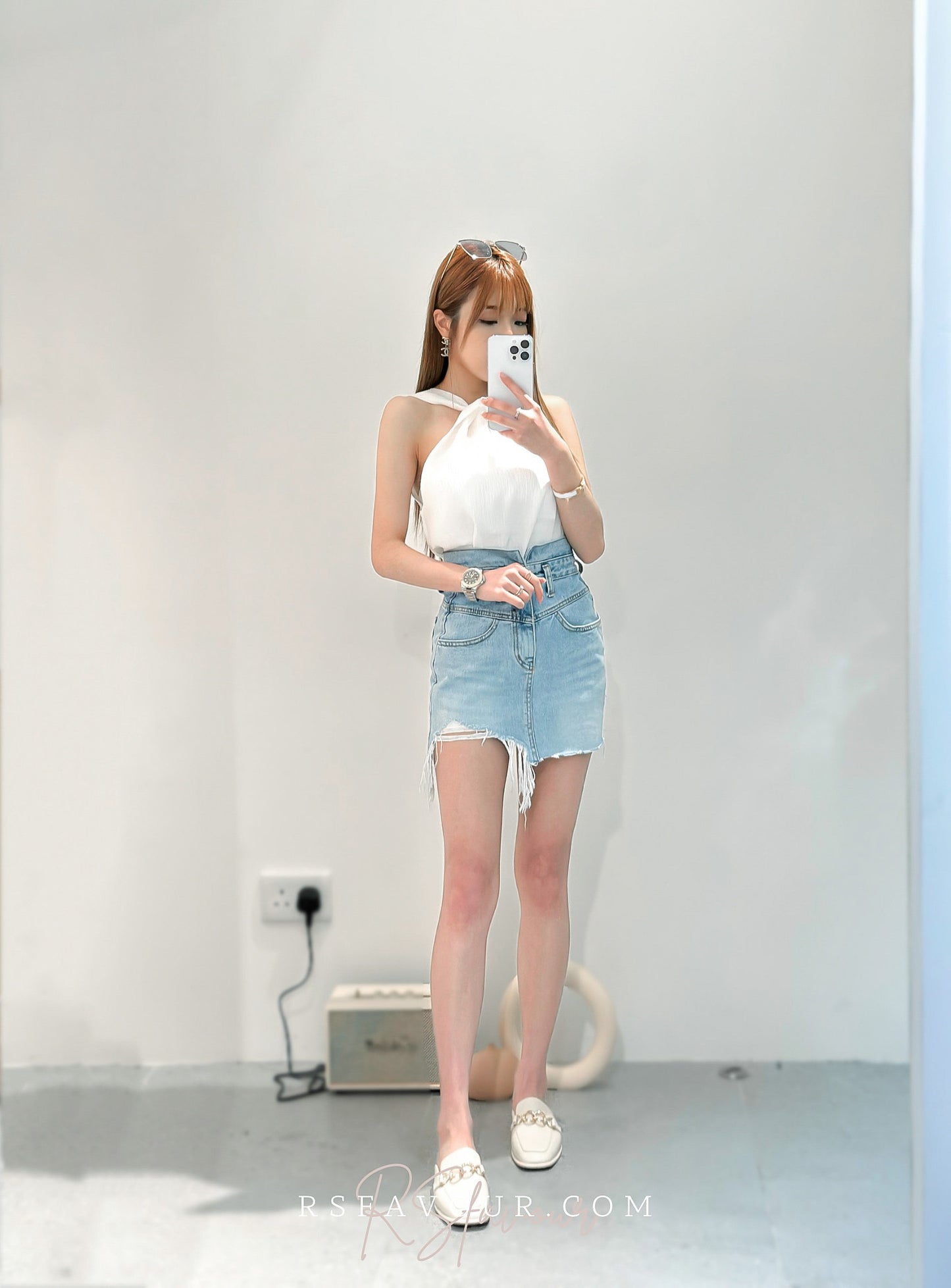 (KR) 扭結入膊雪紡混綿背心|三色入