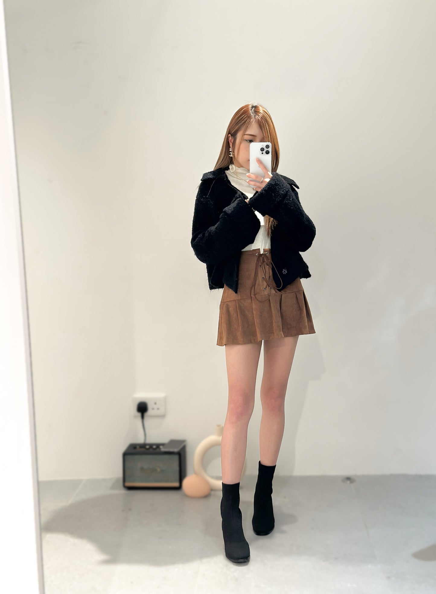 (KR) 麂布前綁繩魚尾裙|兩色入