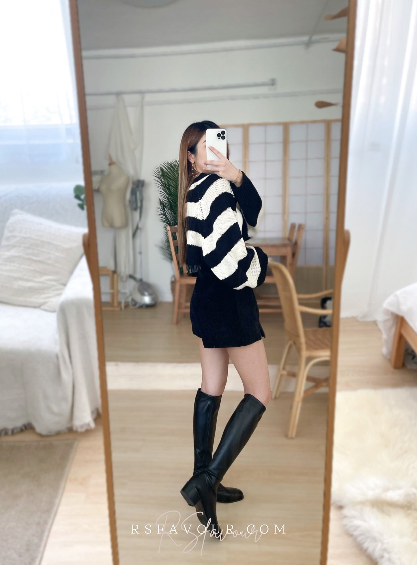 (KR) 粗間單鈕針織短外套|型格黑