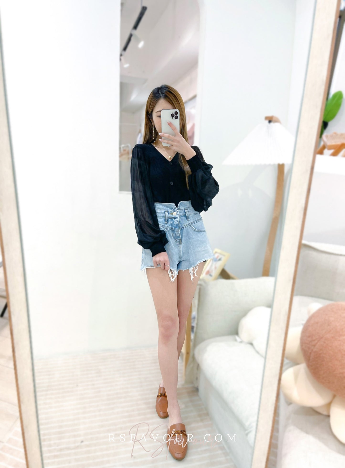 (KR) 百摺泡袖外套|高貴黑