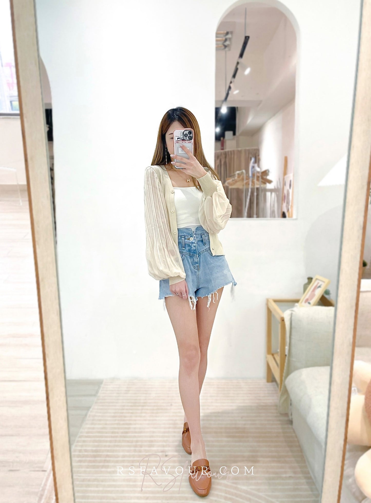 (KR) 百摺泡袖外套|淺杏色