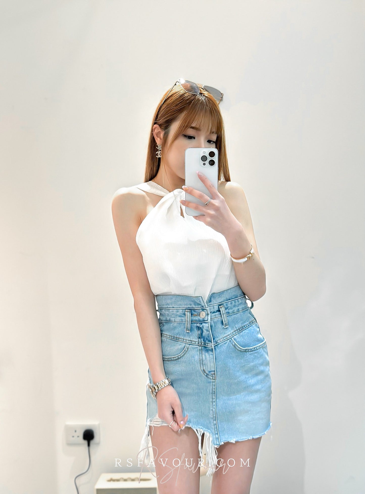 (KR) 扭結入膊雪紡混綿背心|三色入