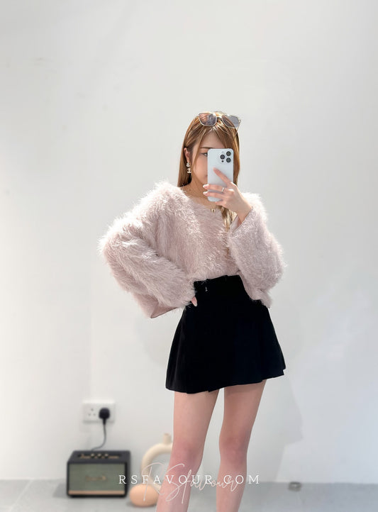 (KR) 輕盈閃閃毛毛上衣|三色入