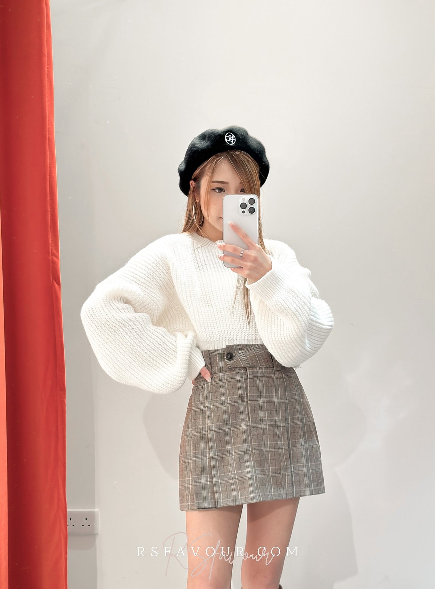 (KR) 英倫風格子百褶短裙|兩色入