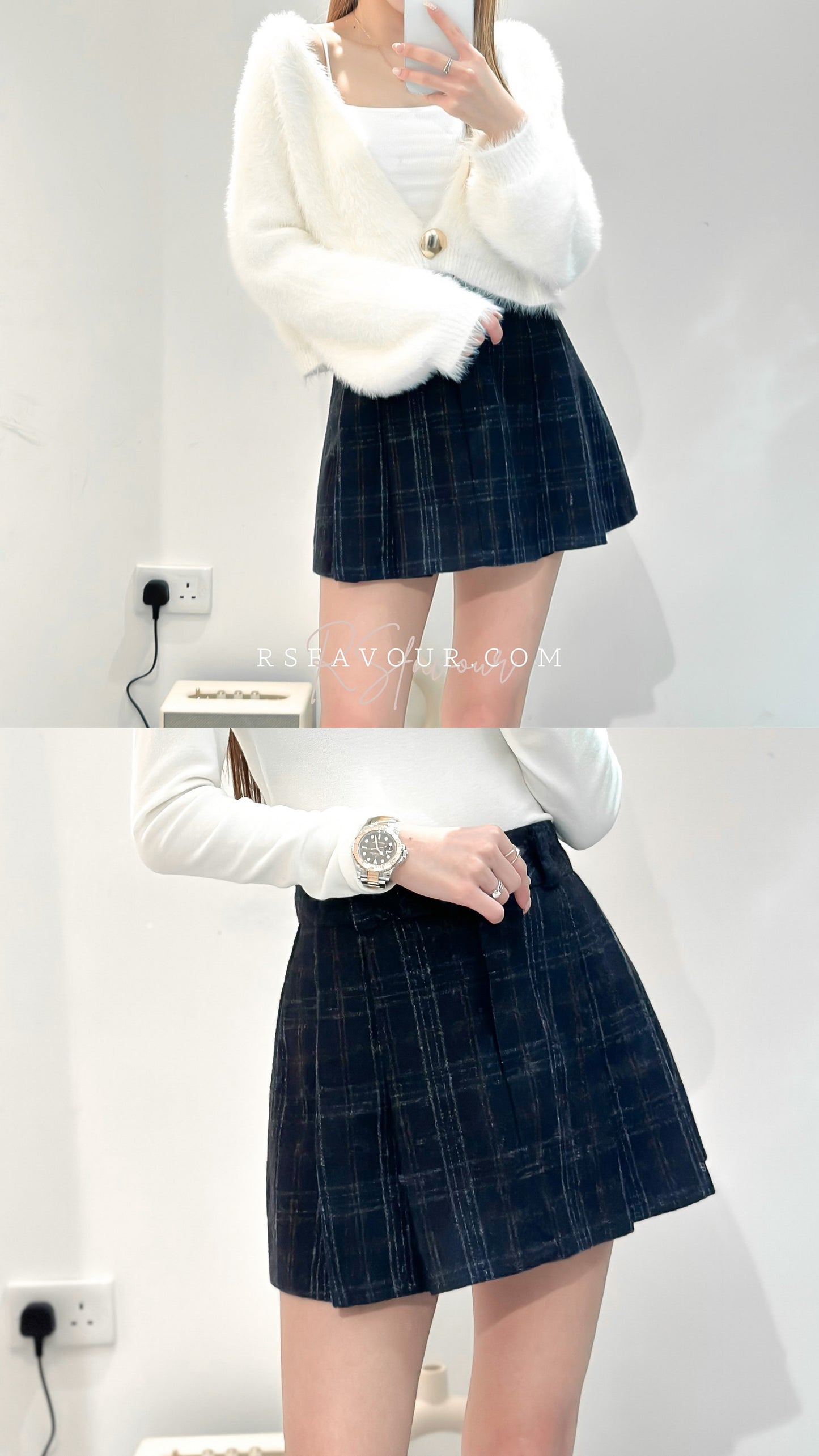 (KR) 格仔顯瘦百褶裙|兩色入