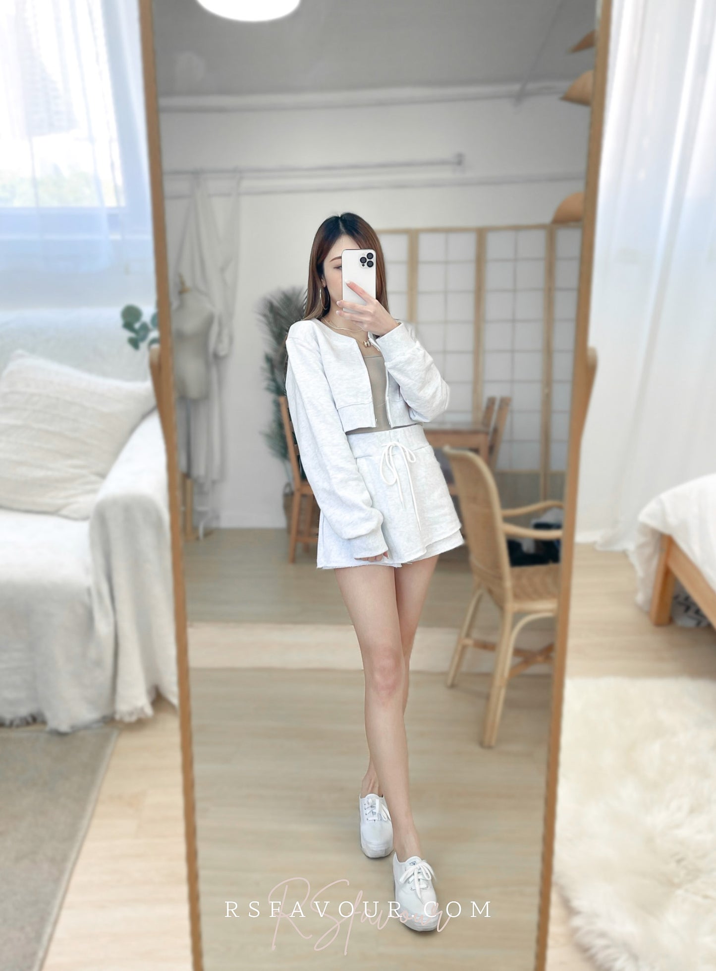 T60 短衛衣外套上衣( 淺灰 )