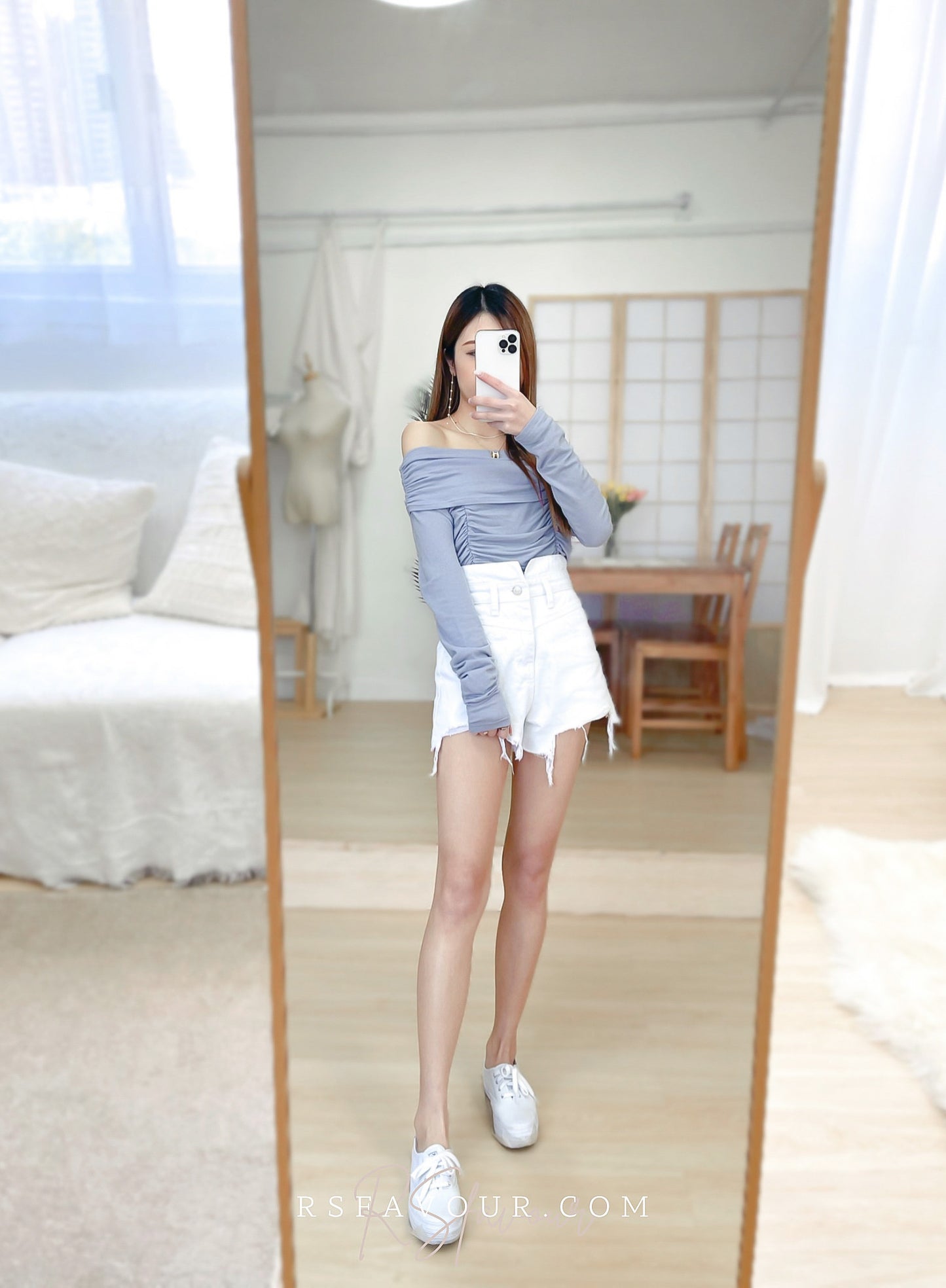 (KR) 一字膊上衣|五色入