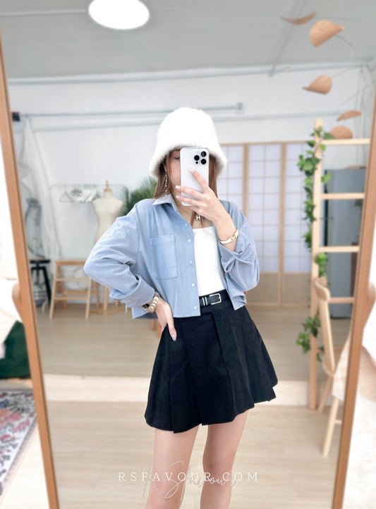 (KR) 薄磨毛短身裇上衣|兩色入