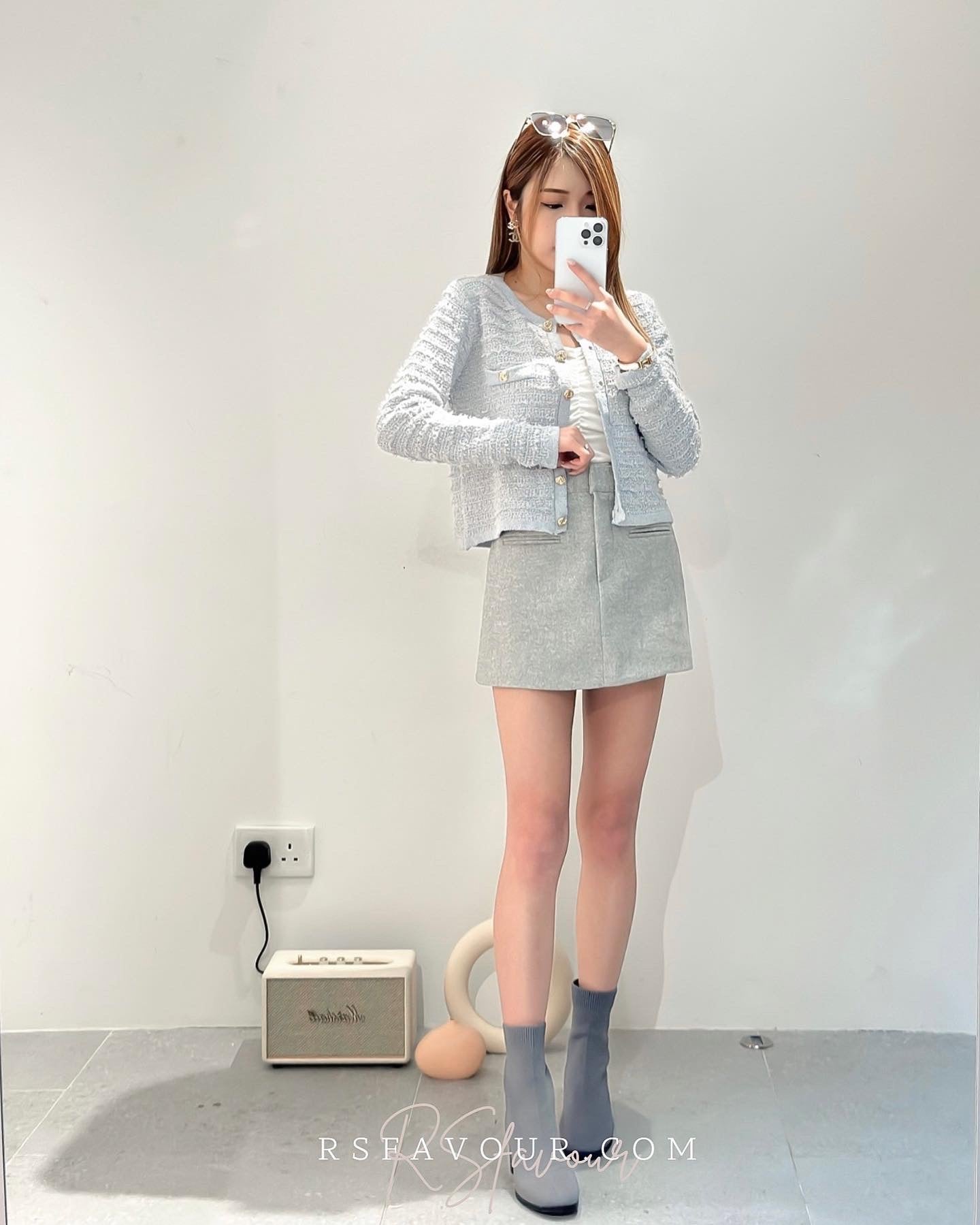 (KR) 混銀線小清新外套|淺粉藍