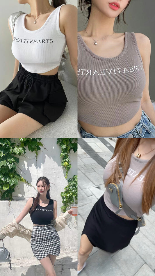 (KR) 幼字連胸墊修腰線背心