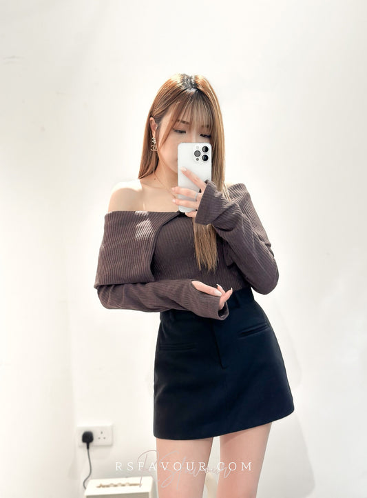 (KR) 反領綿質上衣|兩色入