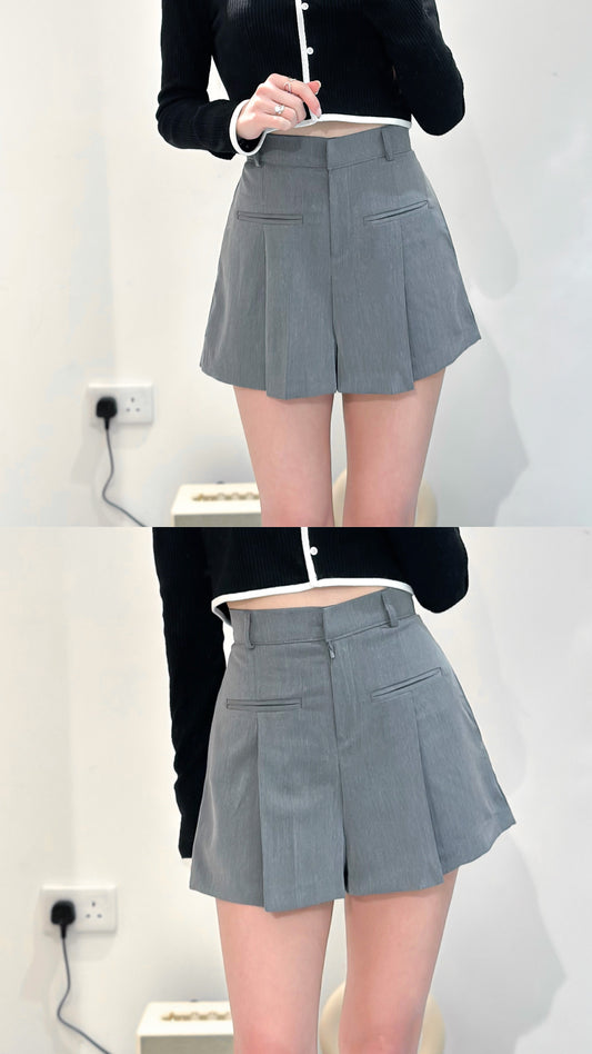 (KR) 高腰大百褶短褲|三色入