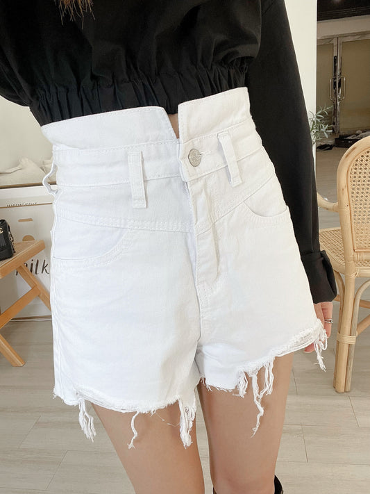 (KR) 高腰超顯瘦短牛|冰川白